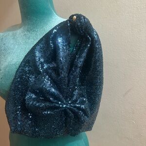 Sequin Blue Halter Top